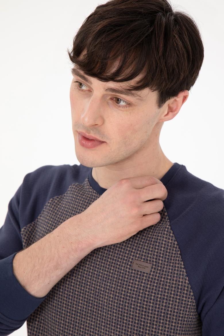 Erkek Regular Fit Bisiklet Yaka İndigo Sweatshirt - 50290763023