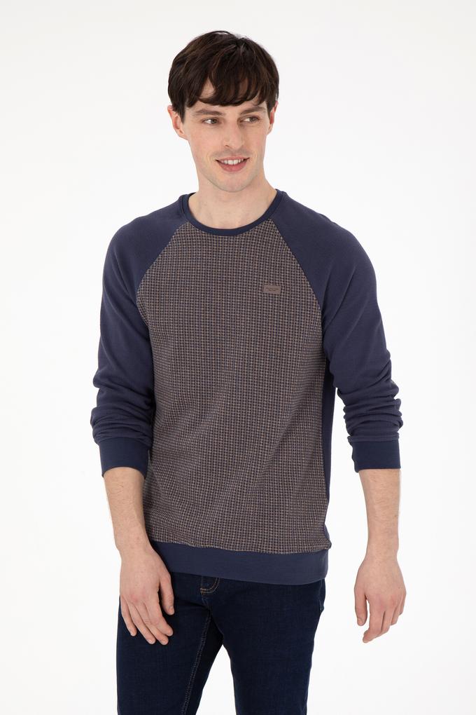 Erkek Regular Fit Bisiklet Yaka İndigo Sweatshirt
