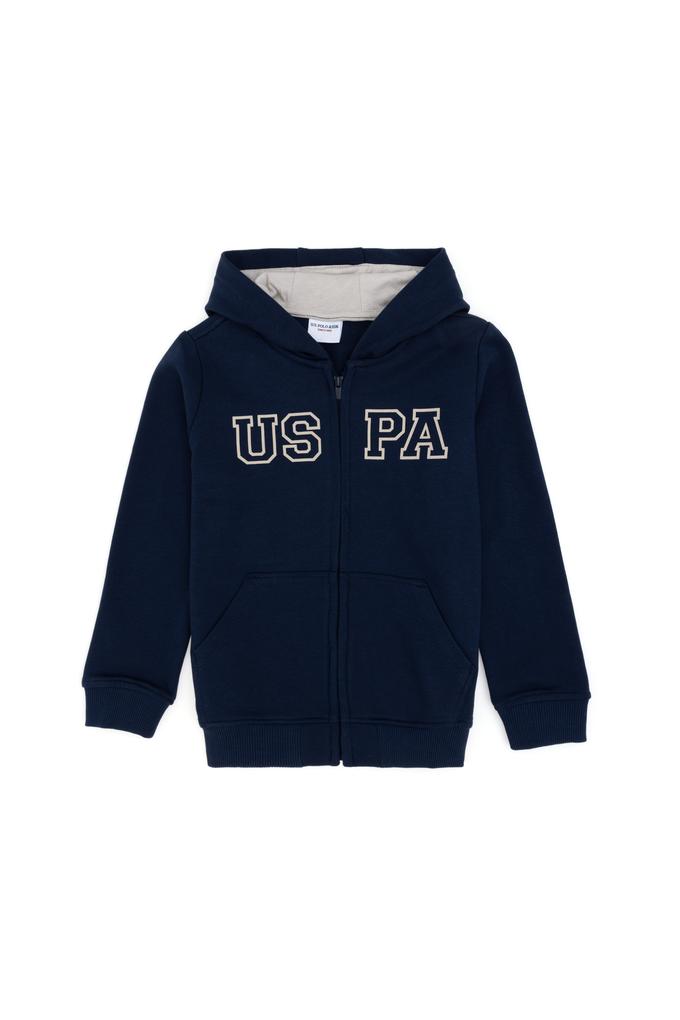 Erkek Çocuk Fermuarlı Kapüşonlu Basic Lacivert Sweatshirt