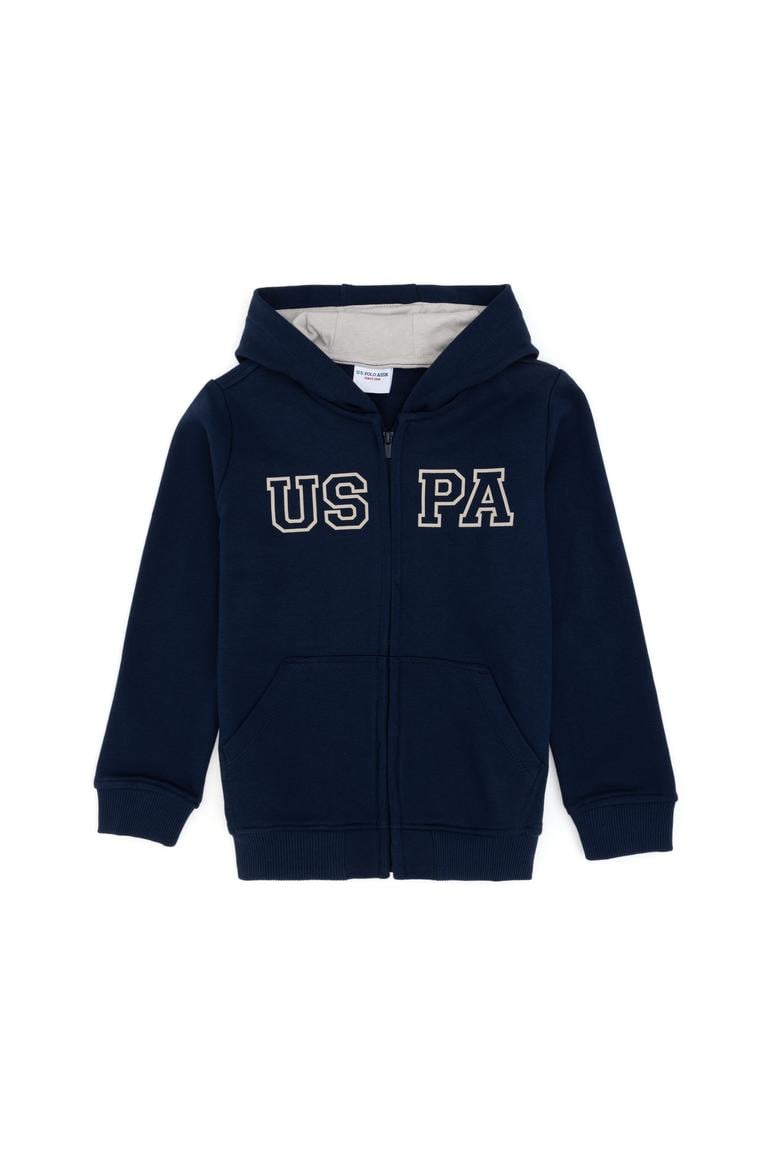 Erkek Çocuk Fermuarlı Kapüşonlu Basic Lacivert Sweatshirt