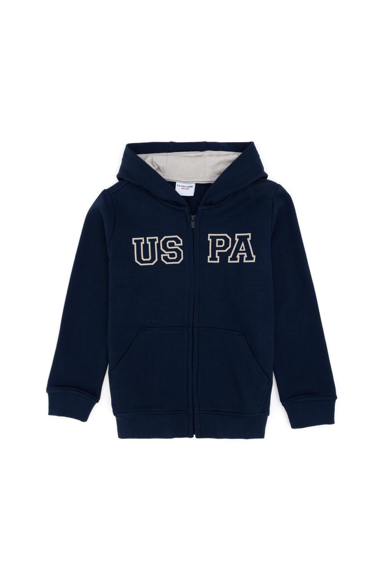 Erkek Çocuk Fermuarlı Kapüşonlu Basic Lacivert Sweatshirt