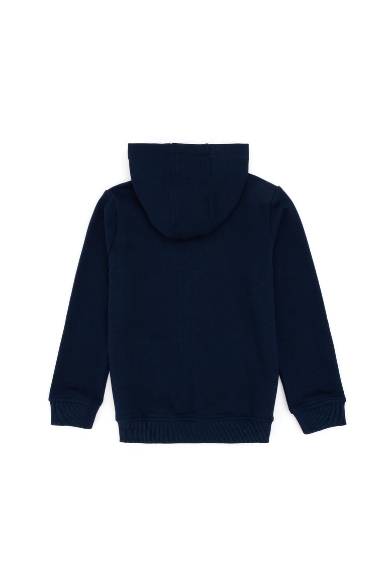 Erkek Çocuk Fermuarlı Kapüşonlu Basic Lacivert Sweatshirt - 50293472039