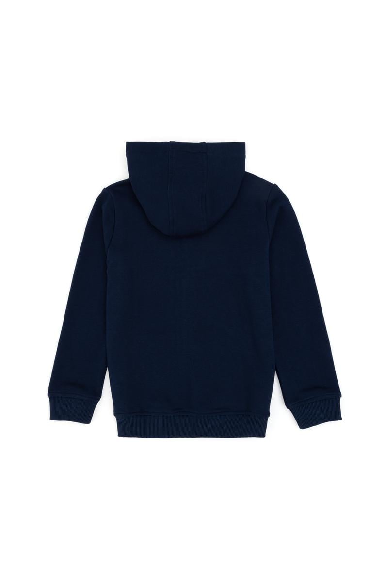 Erkek Çocuk Fermuarlı Kapüşonlu Basic Lacivert Sweatshirt