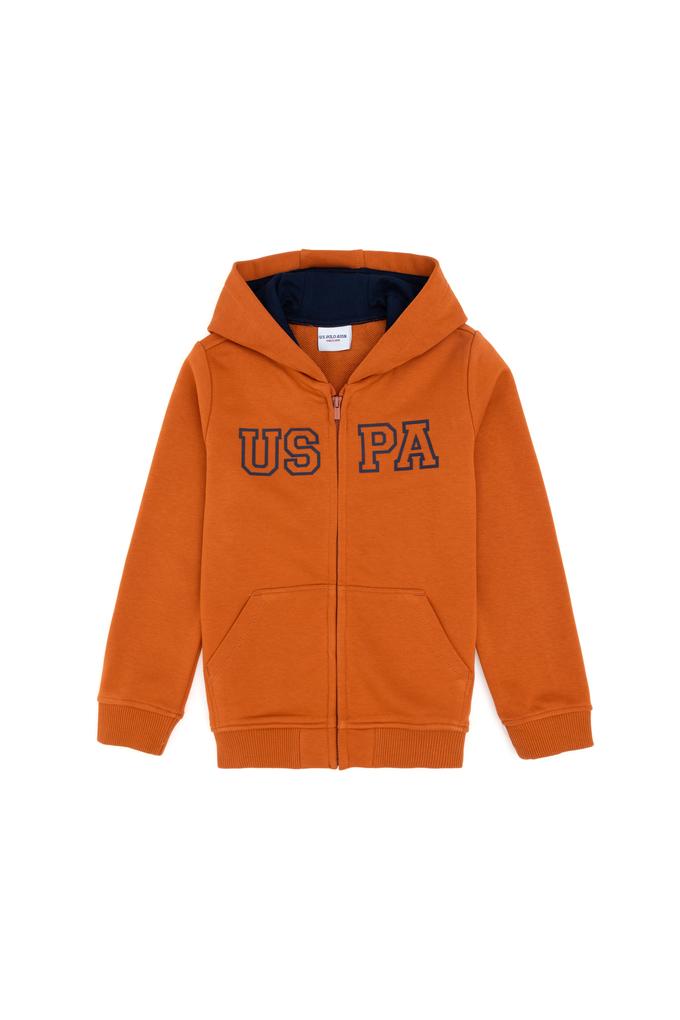 Erkek Çocuk Fermuarlı Kapüşonlu Basic Tarçın Sweatshirt