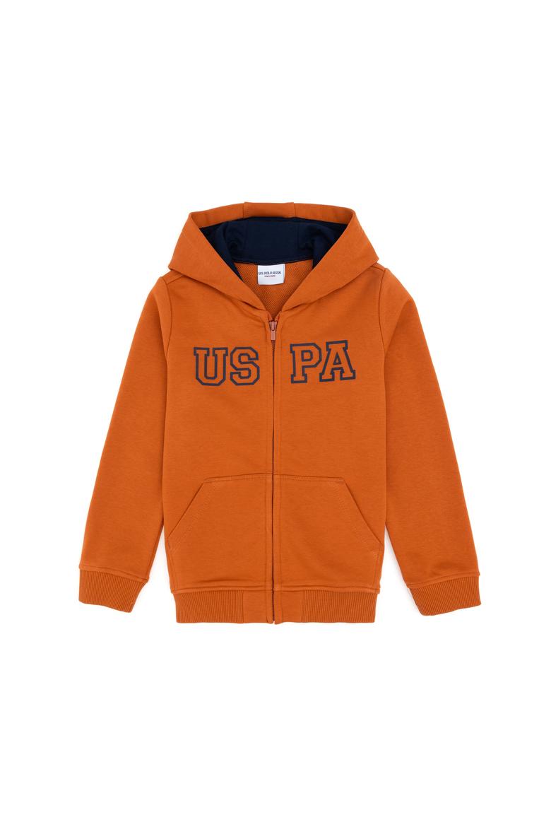 Erkek Çocuk Fermuarlı Kapüşonlu Basic Tarçın Sweatshirt