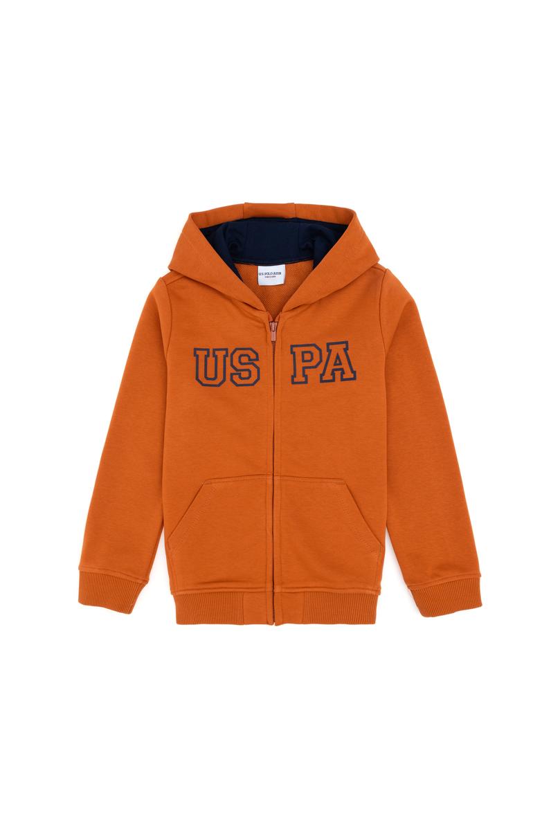 Erkek Çocuk Fermuarlı Kapüşonlu Basic Tarçın Sweatshirt