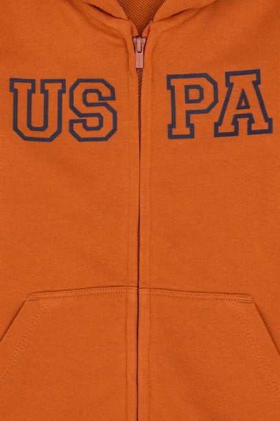 Erkek Çocuk Fermuarlı Kapüşonlu Basic Tarçın Sweatshirt