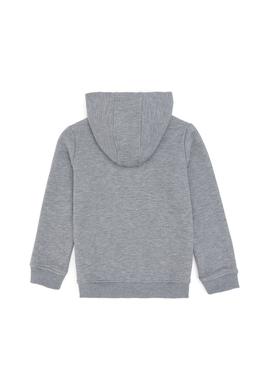 Erkek Çocuk Fermuarlı Kapüşonlu Basic Gri Melanj Sweatshirt - 50293472054