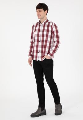 Erkek Bordo Uzun Kollu Gömlek - 50296595005