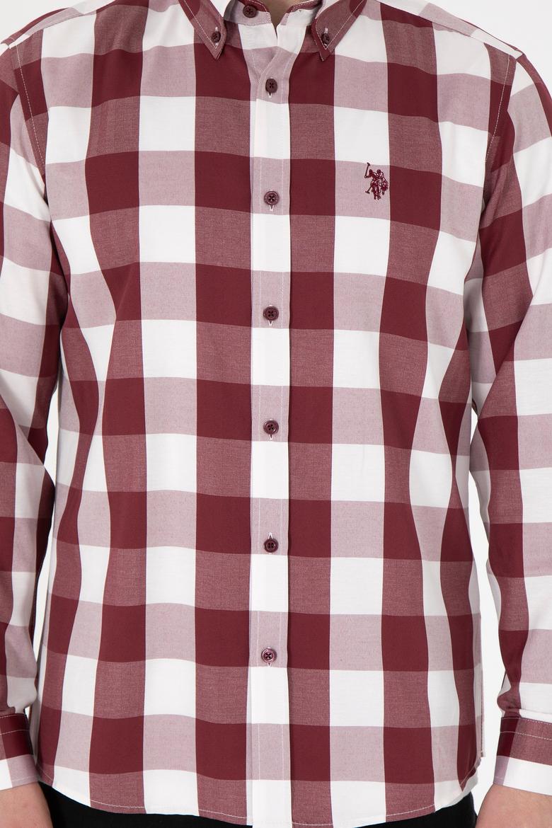 Erkek Bordo Uzun Kollu Gömlek - 50296595005