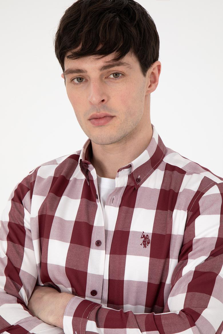 Erkek Bordo Uzun Kollu Gömlek - 50296595005