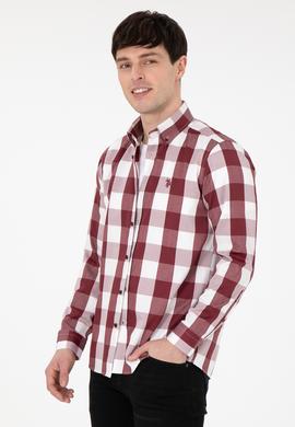 Erkek Bordo Uzun Kollu Gömlek - 50296595005