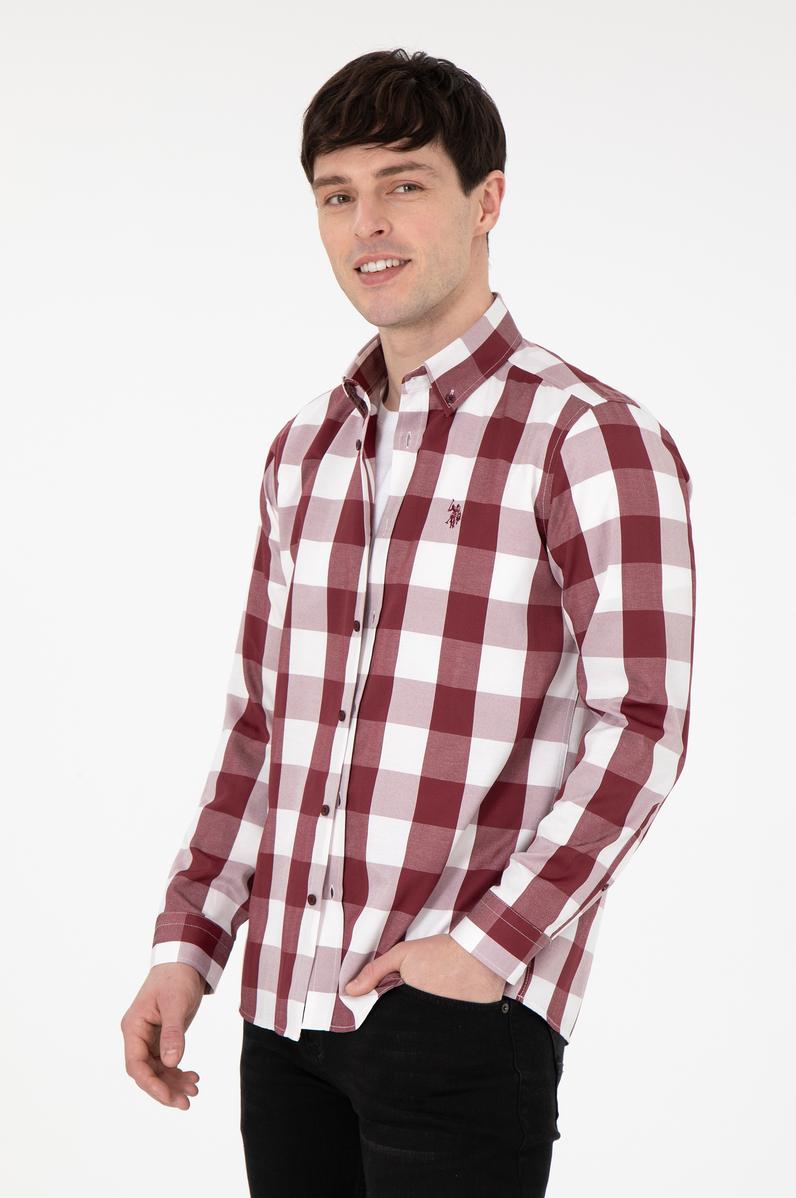 Erkek Bordo Uzun Kollu Gömlek