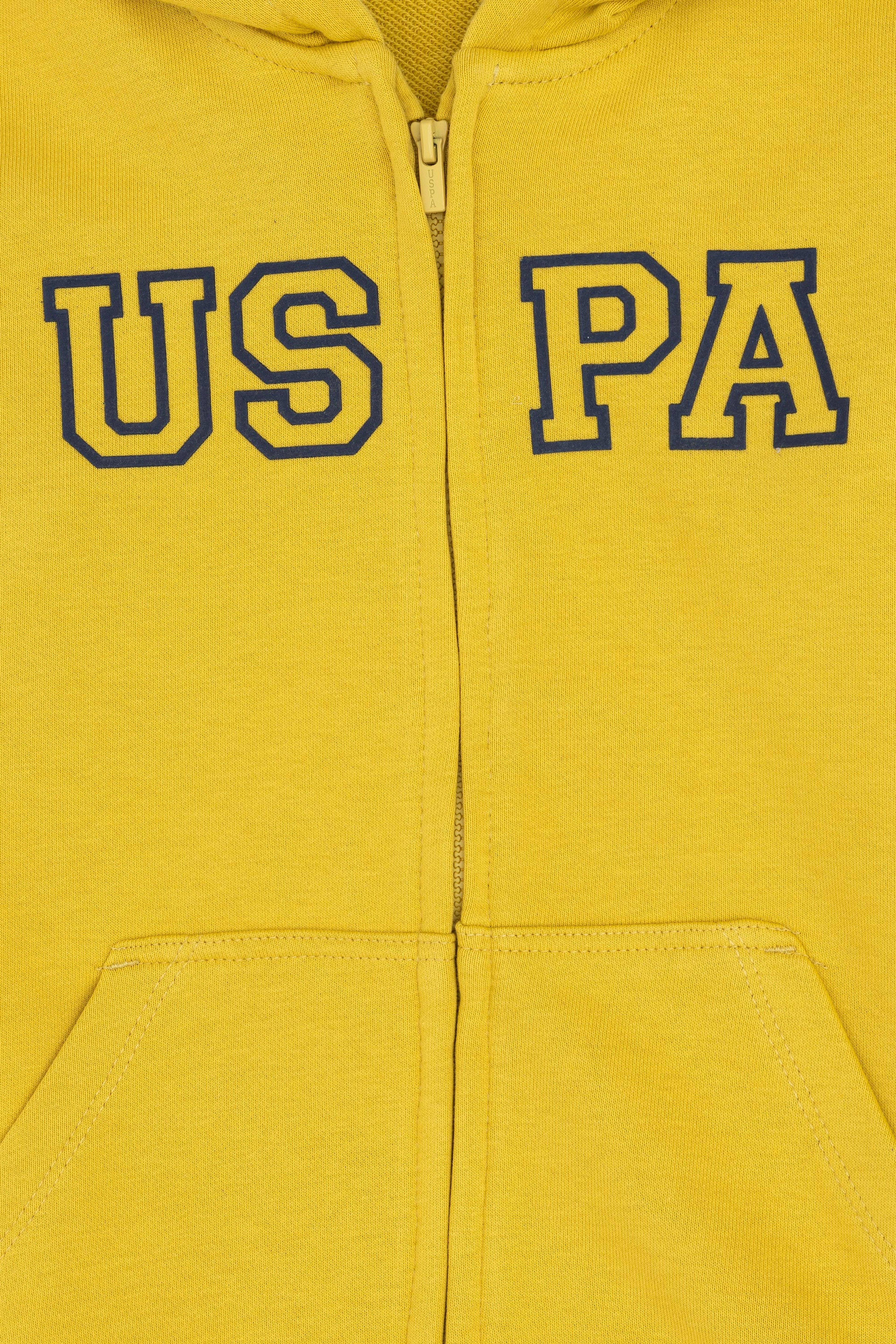 Erkek Çocuk Fermuarlı Kapüşonlu Basic Sarı Sweatshirt - Image 3