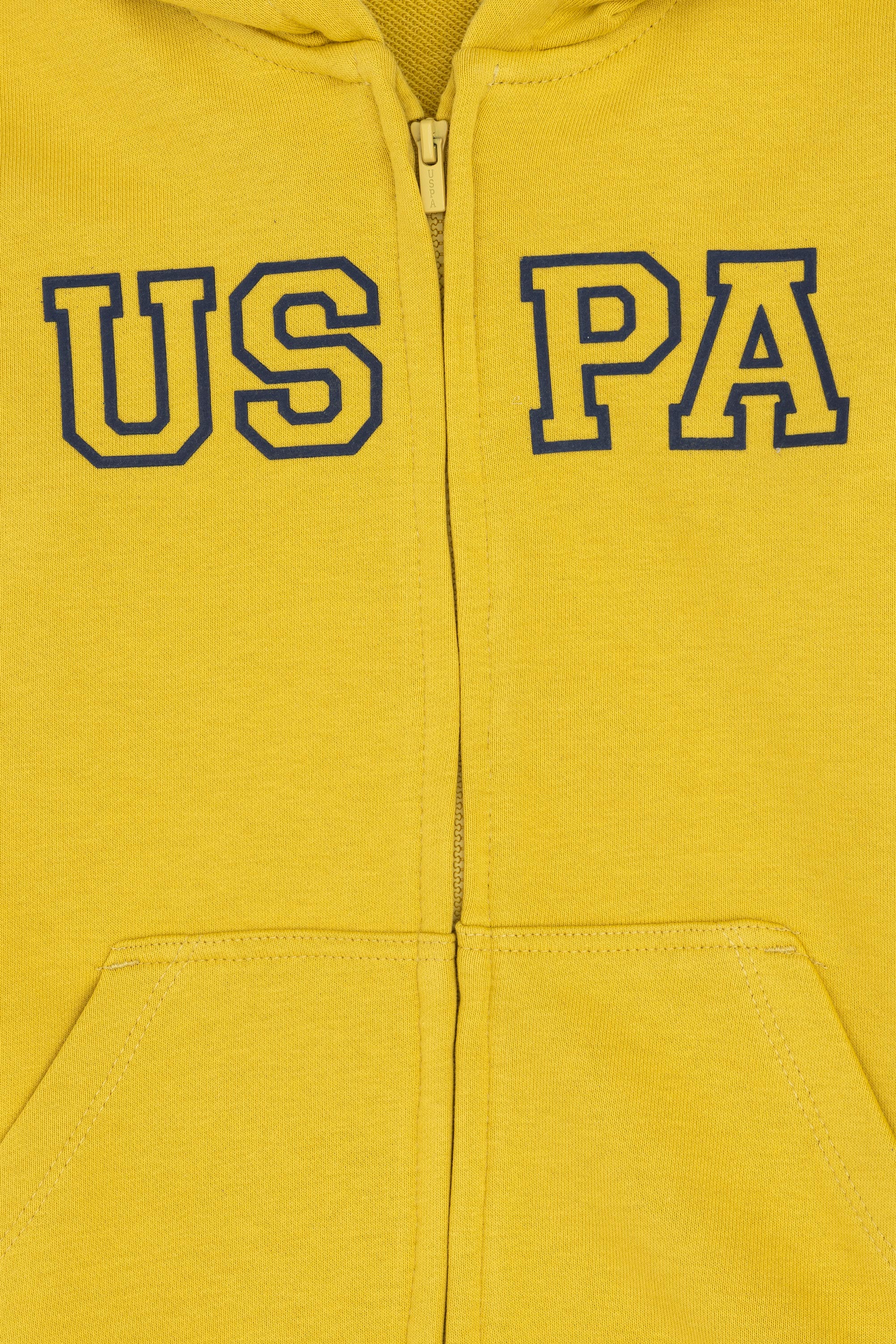Erkek Çocuk Fermuarlı Kapüşonlu Basic Sarı Sweatshirt