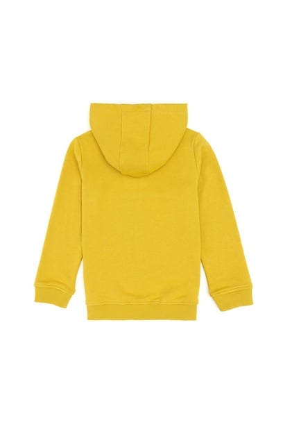 Erkek Çocuk Fermuarlı Kapüşonlu Basic Sarı Sweatshirt