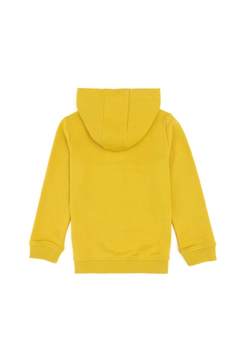 Erkek Çocuk Fermuarlı Kapüşonlu Basic Sarı Sweatshirt - 50293472058