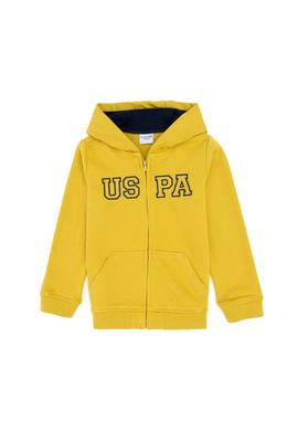 Erkek Çocuk Fermuarlı Kapüşonlu Basic Sarı Sweatshirt - 50293472058