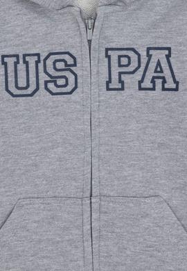 Erkek Çocuk Fermuarlı Kapüşonlu Basic Gri Melanj Sweatshirt - 50293472054