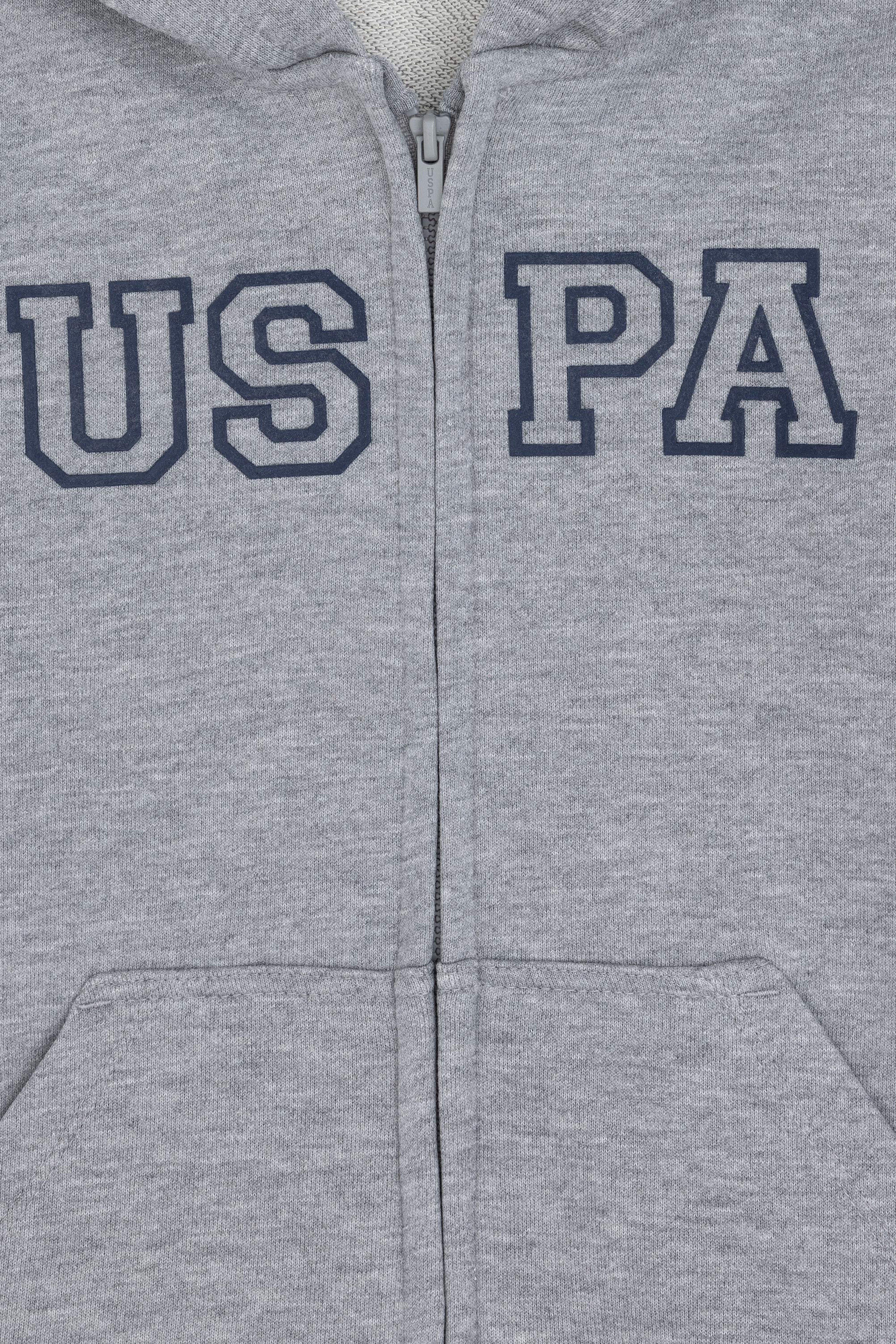 Erkek Çocuk Fermuarlı Kapüşonlu Basic Gri Melanj Sweatshirt - Image 3