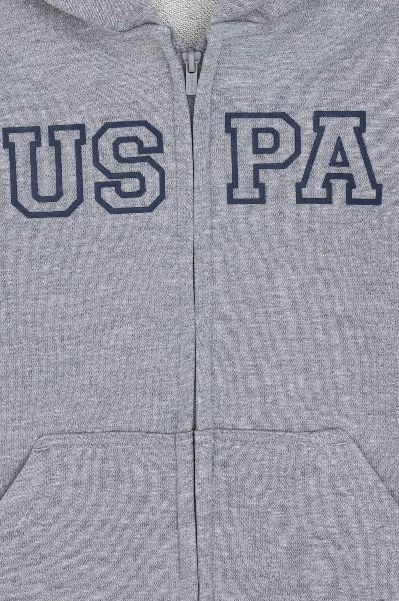 Erkek Çocuk Fermuarlı Kapüşonlu Basic Gri Melanj Sweatshirt