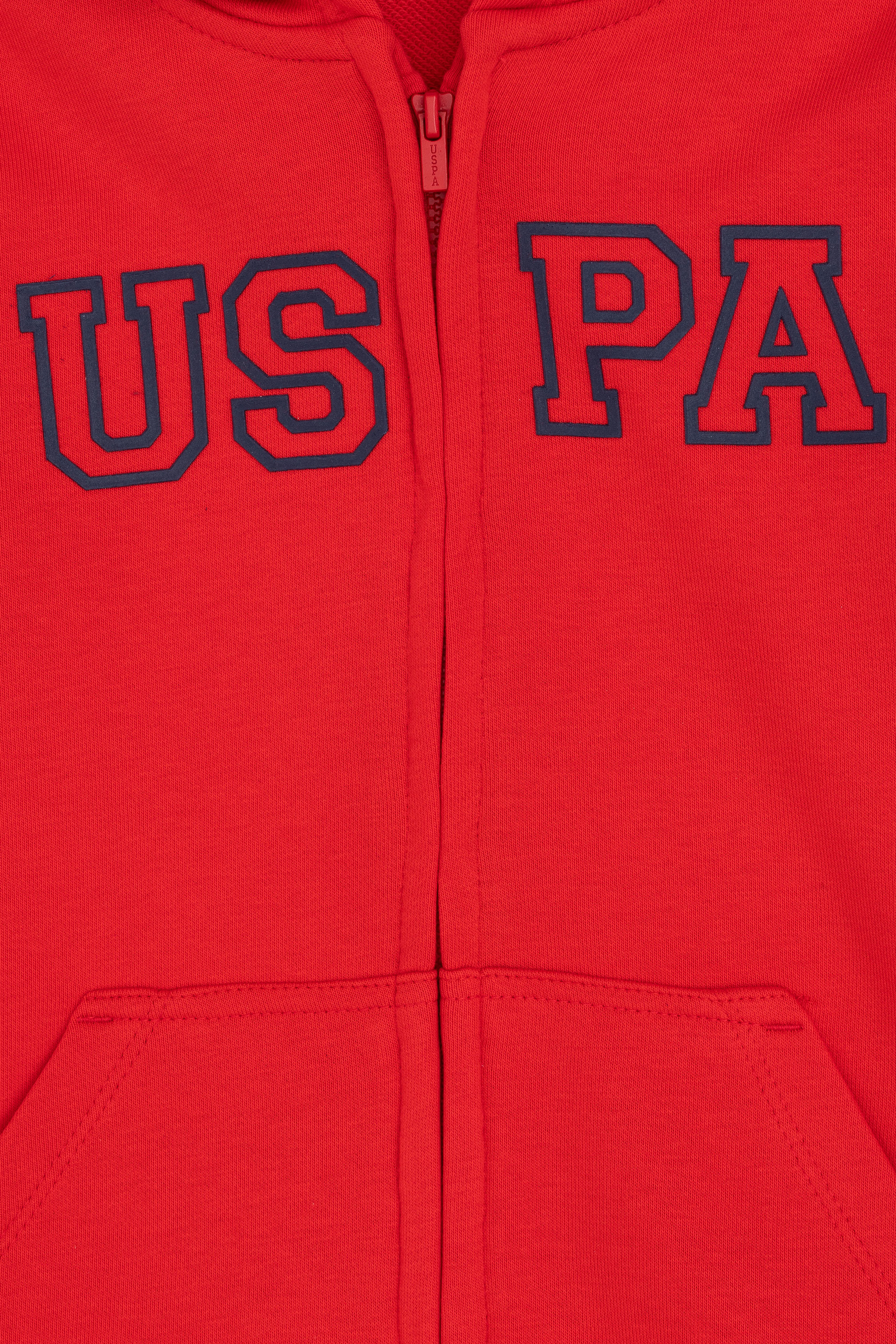 Erkek Çocuk Fermuarlı Kapüşonlu Basic Kırmızı Sweatshirt - Image 3