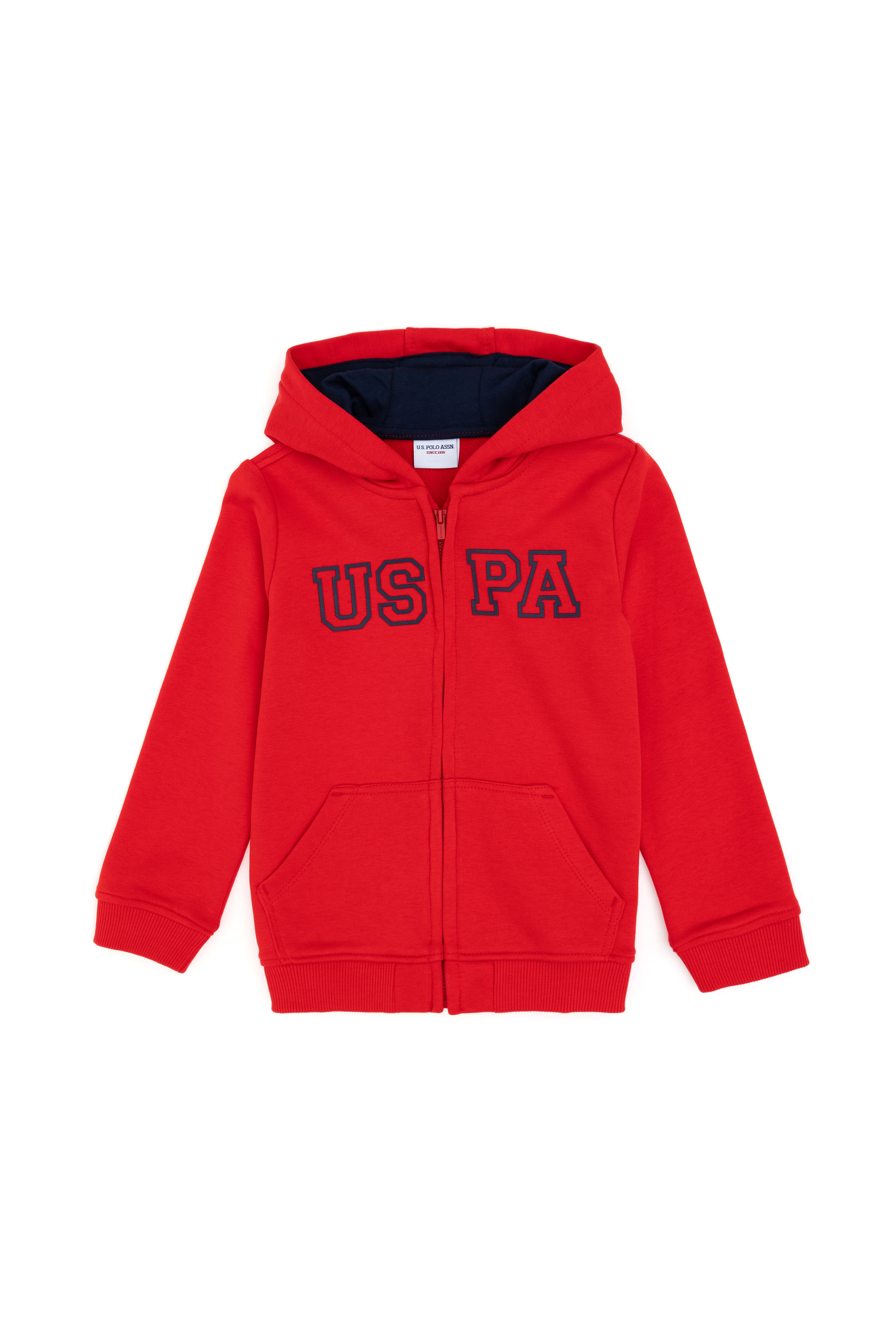 Erkek Çocuk Fermuarlı Kapüşonlu Basic Kırmızı Sweatshirt - Image 1