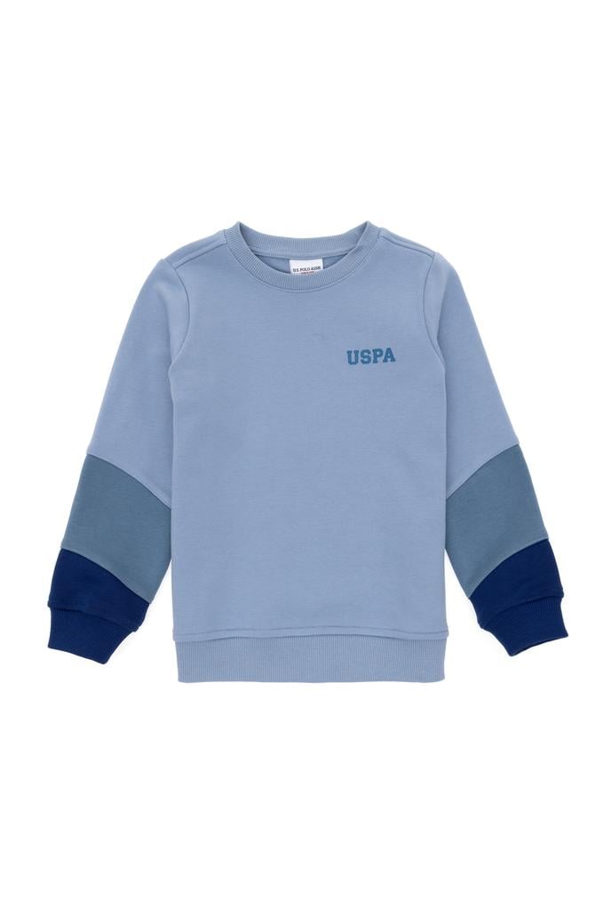 Erkek Çocuk Açık Mavi Bisiklet Yaka Sweatshirt