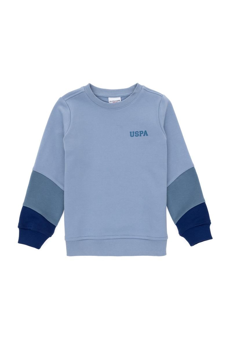 Erkek Çocuk Açık Mavi Bisiklet Yaka Sweatshirt