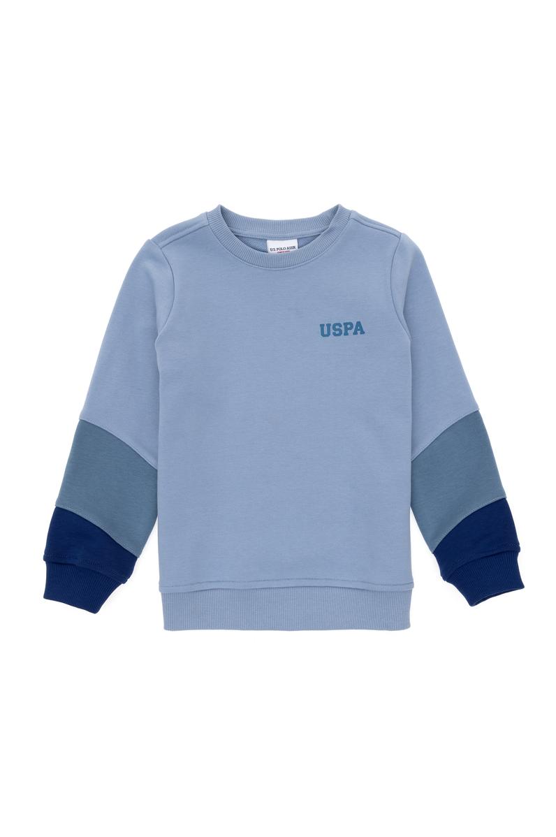 Erkek Çocuk Açık Mavi Bisiklet Yaka Sweatshirt