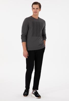 Erkek Regular Fit Bisiklet Yaka Antrasit Sweatshirt - 50293461019
