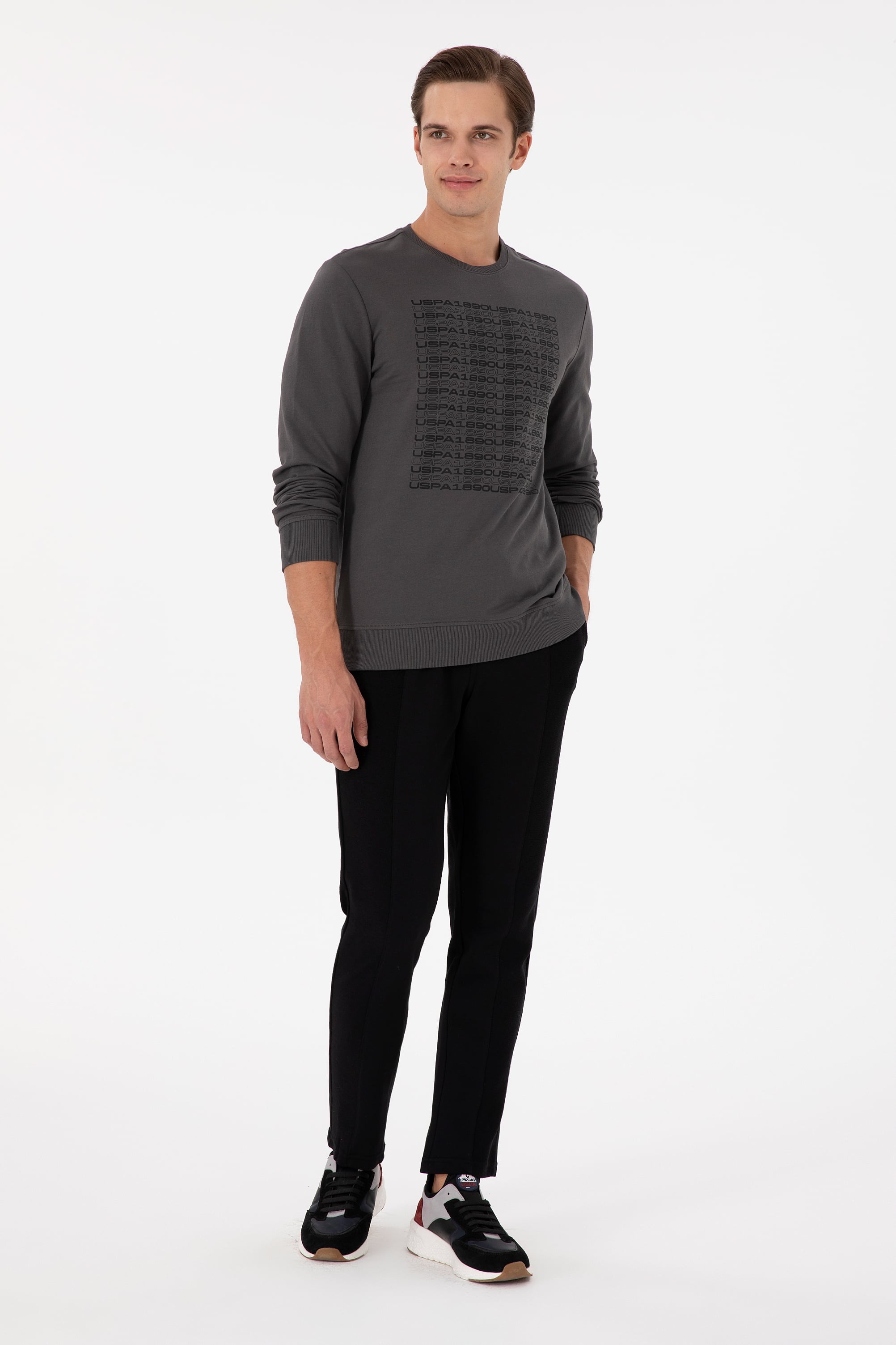Erkek Regular Fit Bisiklet Yaka Antrasit Sweatshirt