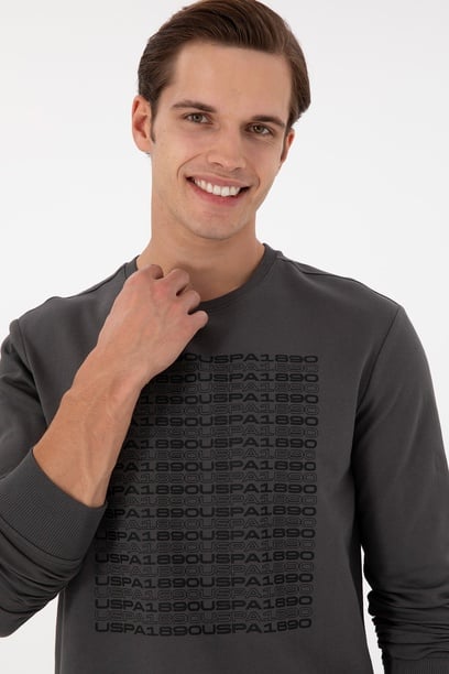 Erkek Regular Fit Bisiklet Yaka Antrasit Sweatshirt