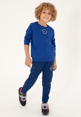 Erkek Çocuk Saks Basic Bisiklet Yaka Sweatshirt - 50293592035