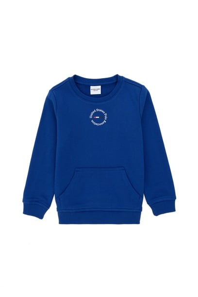 Erkek Çocuk Saks Basic Bisiklet Yaka Sweatshirt