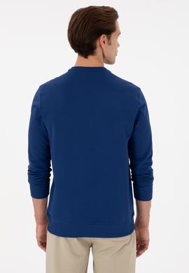 Erkek Regular Fit Bisiklet Yaka İndigo Sweatshirt - 50293461009