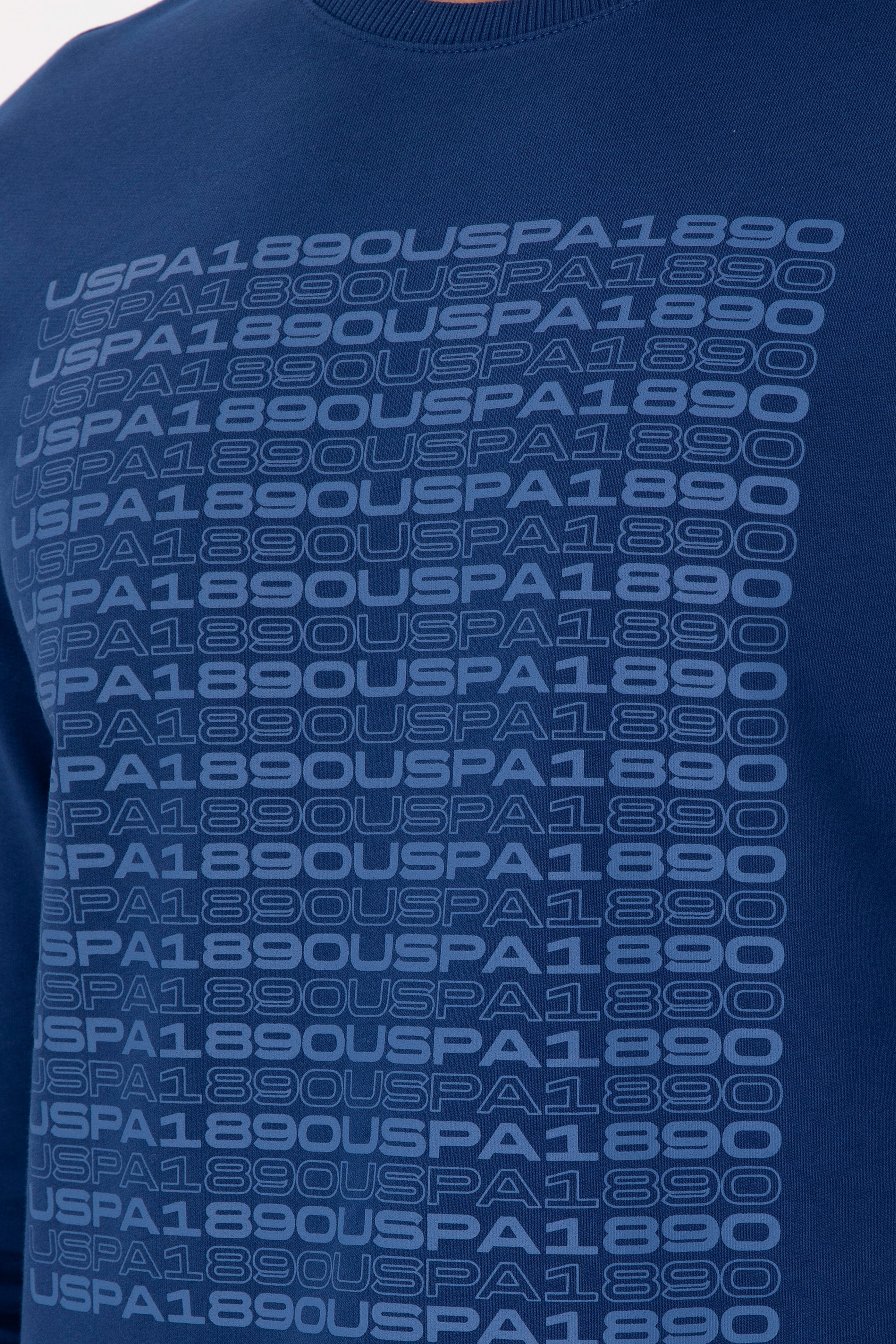 Erkek Regular Fit Bisiklet Yaka İndigo Sweatshirt - Image 7