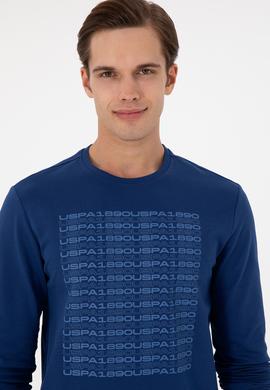 Erkek Regular Fit Bisiklet Yaka İndigo Sweatshirt - 50293461009