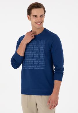 Erkek Regular Fit Bisiklet Yaka İndigo Sweatshirt - 50293461009