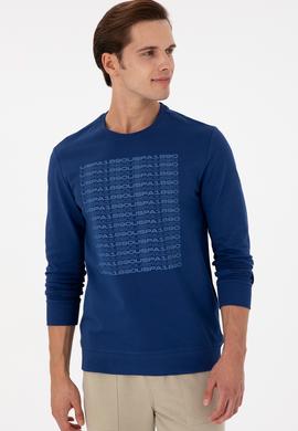 Erkek Regular Fit Bisiklet Yaka İndigo Sweatshirt - 50293461009