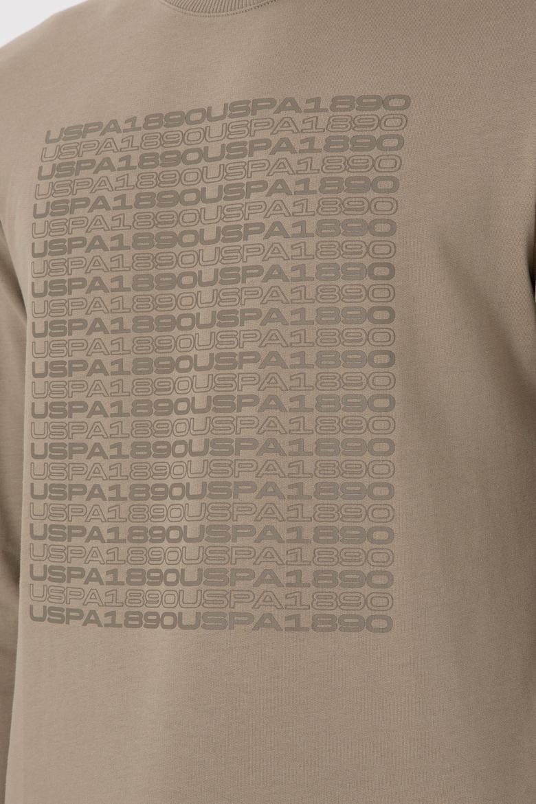 Erkek Regular Fit Bisiklet Yaka Açık Haki Sweatshirt - 50293461026