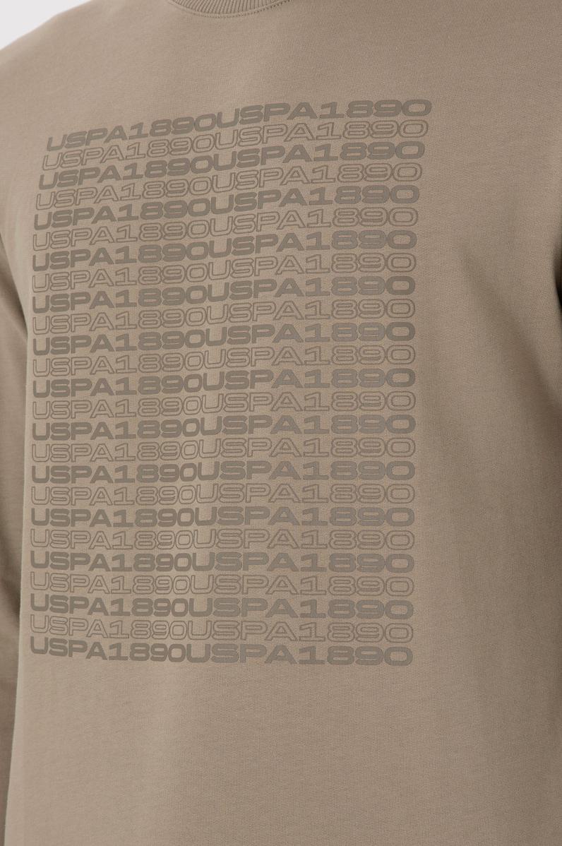 Erkek Regular Fit Bisiklet Yaka Açık Haki Sweatshirt