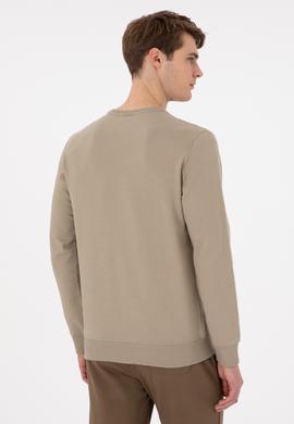 Erkek Regular Fit Bisiklet Yaka Açık Haki Sweatshirt - 50293461026