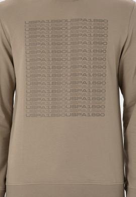 Erkek Regular Fit Bisiklet Yaka Açık Haki Sweatshirt - 50293461026