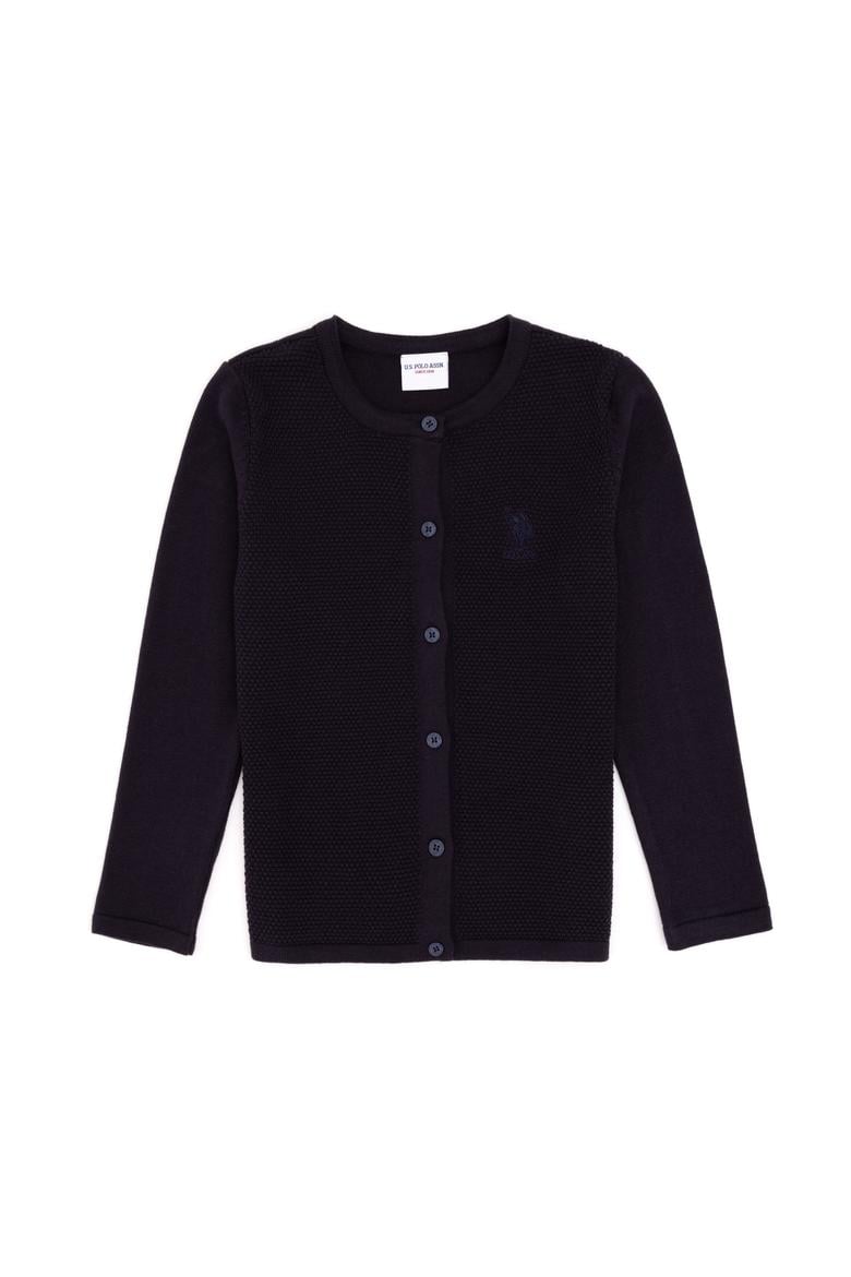 Kız Çocuk Lacivert Bisiklet Yaka Triko Hırka - 50294745005