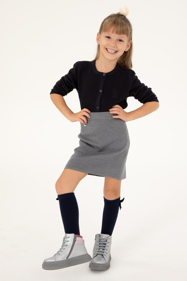 Kız Çocuk Lacivert Bisiklet Yaka Triko Hırka