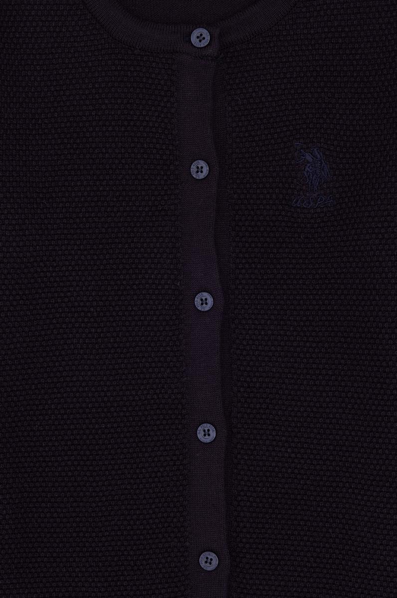 Kız Çocuk Lacivert Bisiklet Yaka Triko Hırka