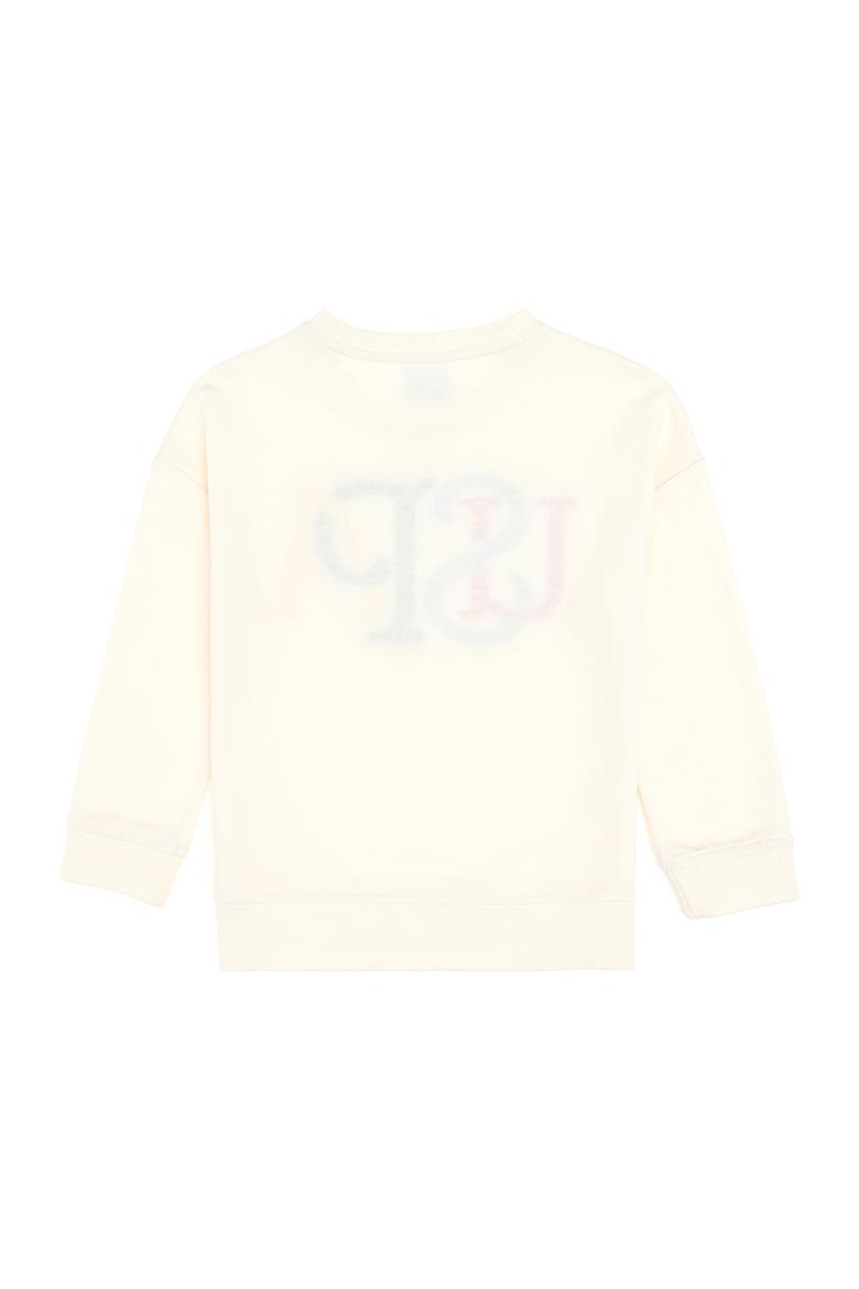 Kız Çocuk Krem Bisiklet Yaka Sweatshirt - 50296285019