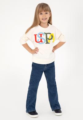 Kız Çocuk Krem Bisiklet Yaka Sweatshirt - 50296285019