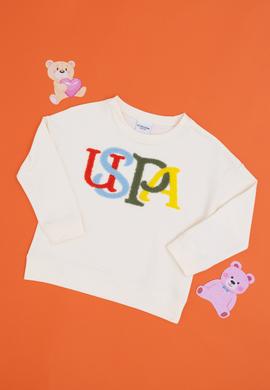 Kız Çocuk Krem Bisiklet Yaka Sweatshirt - 50296285019